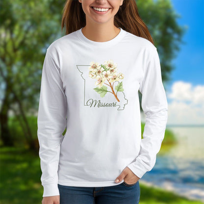 Missouri State Flower Long Sleeve Tee - Hawthorn