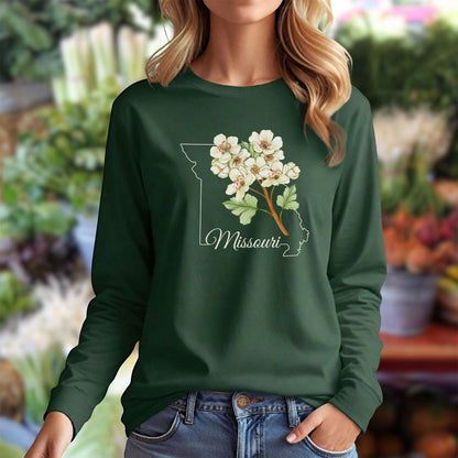 Missouri State Flower Long Sleeve Tee - Hawthorn
