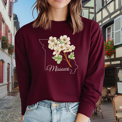 Missouri State Flower Long Sleeve Tee - Hawthorn