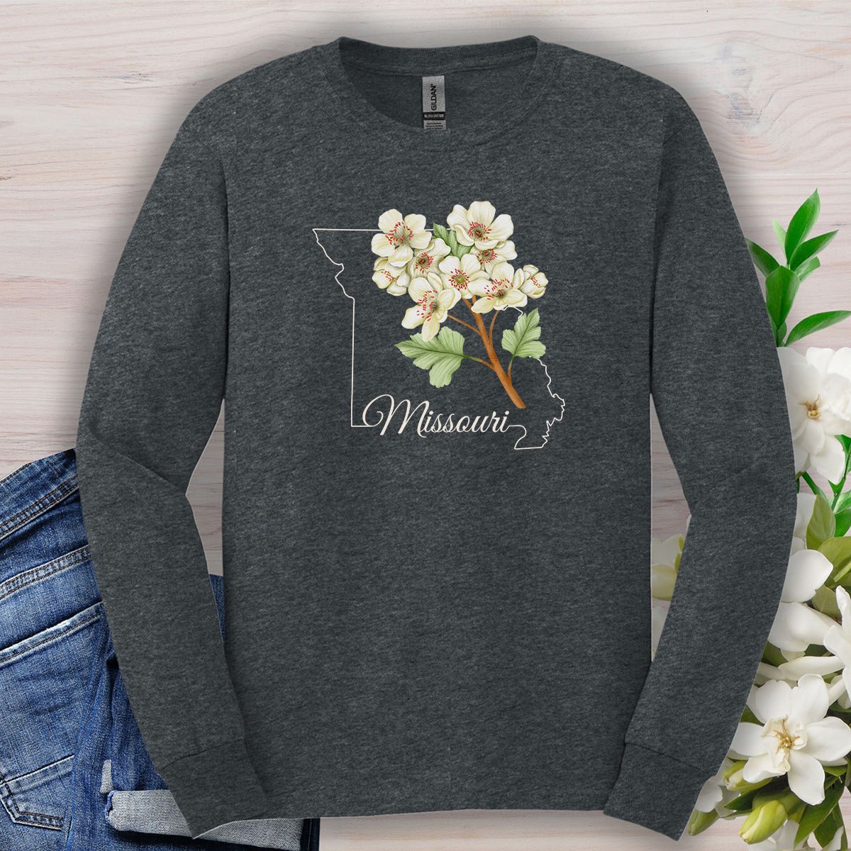 Missouri State Flower Long Sleeve Tee - Hawthorn