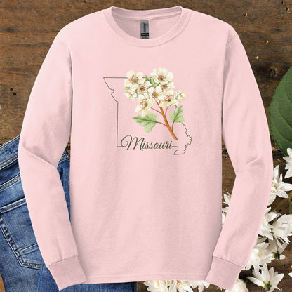 Missouri State Flower Long Sleeve Tee - Hawthorn