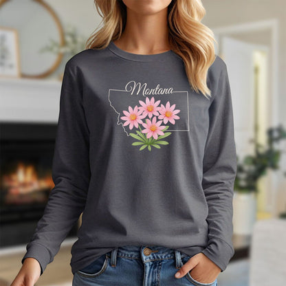 Montana State Flower Long Sleeve Tee - Bitterroot