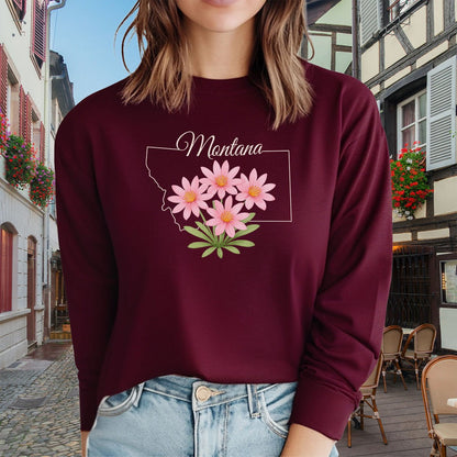 Montana State Flower Long Sleeve Tee - Bitterroot