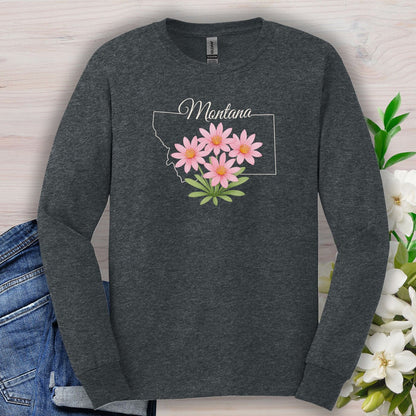 Montana State Flower Long Sleeve Tee - Bitterroot
