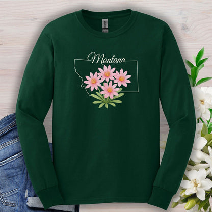 Montana State Flower Long Sleeve Tee - Bitterroot