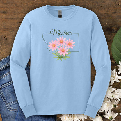 Montana State Flower Long Sleeve Tee - Bitterroot
