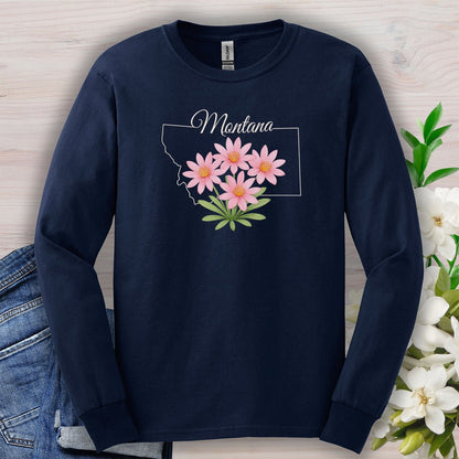 Montana State Flower Long Sleeve Tee - Bitterroot