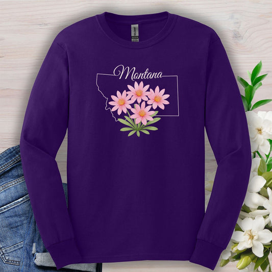 Montana State Flower Long Sleeve Tee - Bitterroot