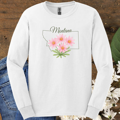 Montana State Flower Long Sleeve Tee - Bitterroot