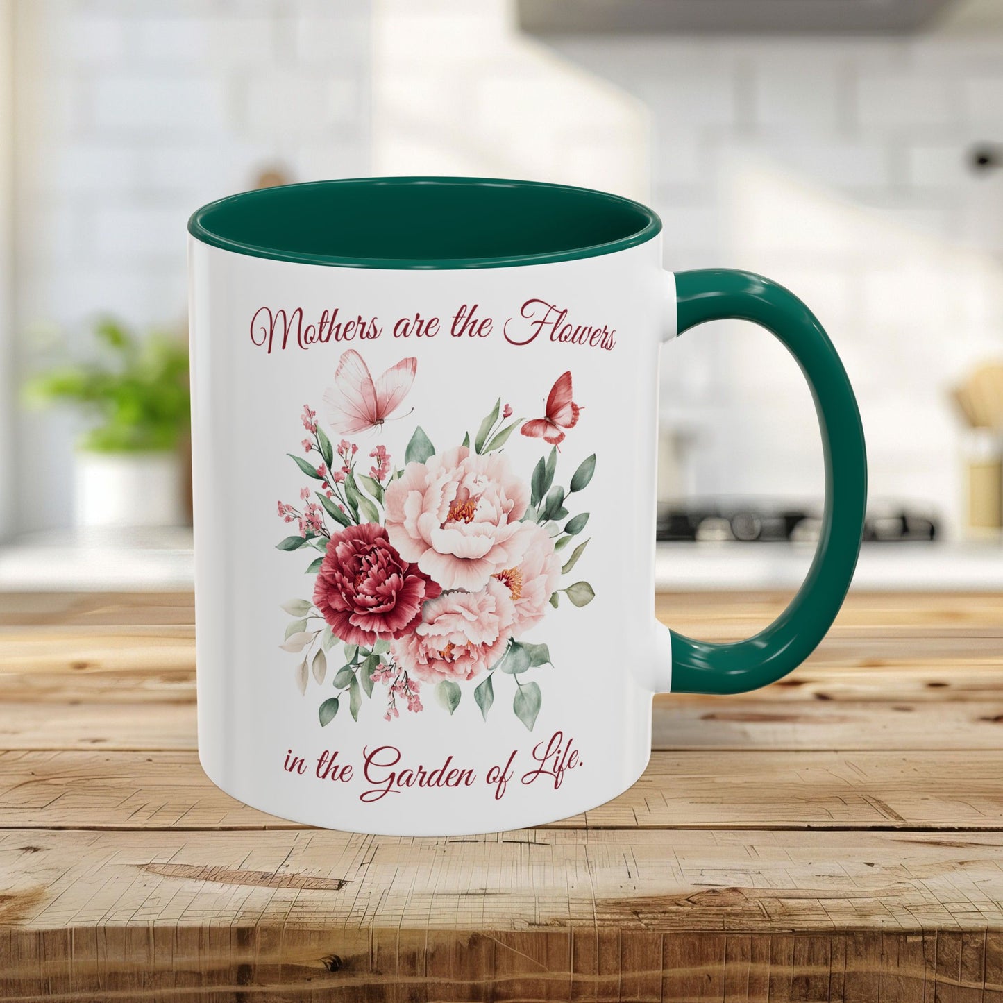 Mother's Day Peony Mug (11/15oz) — "Mothers are the Flowers in the Garden of Life"