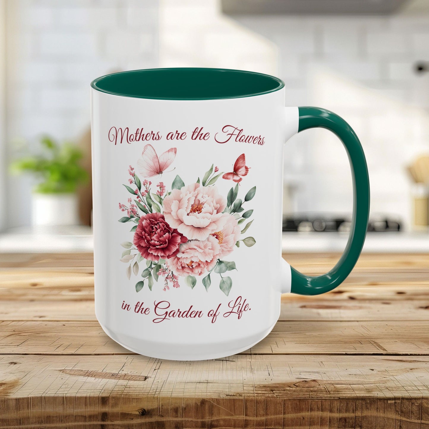 Mother's Day Peony Mug (11/15oz) — "Mothers are the Flowers in the Garden of Life"