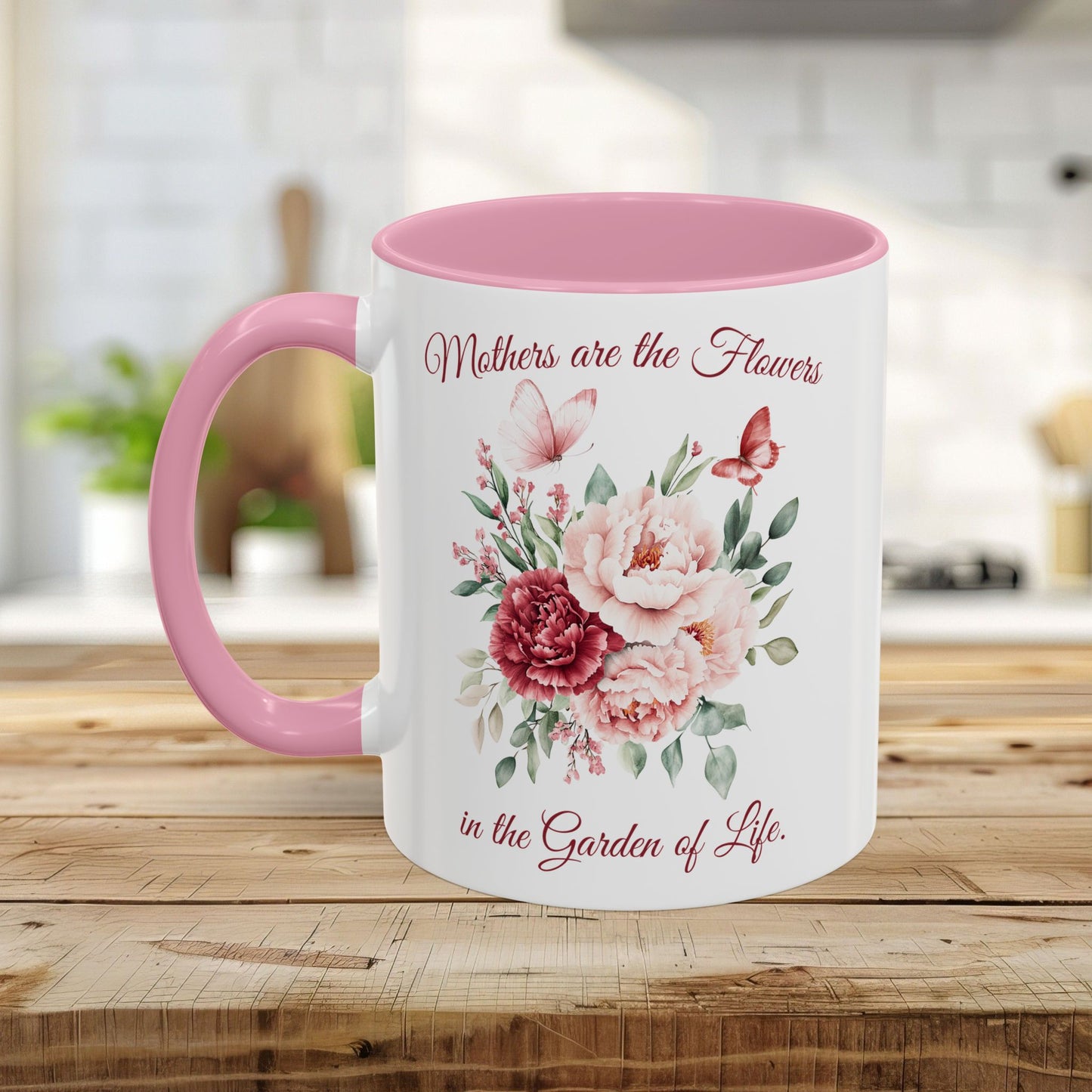 Mother's Day Peony Mug (11/15oz) — "Mothers are the Flowers in the Garden of Life"