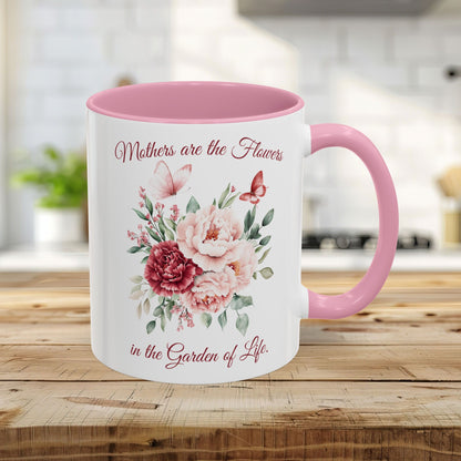 Mother's Day Peony Mug (11/15oz) — "Mothers are the Flowers in the Garden of Life"