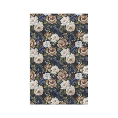 Navy Winter Rose Microfiber Tea Towel
