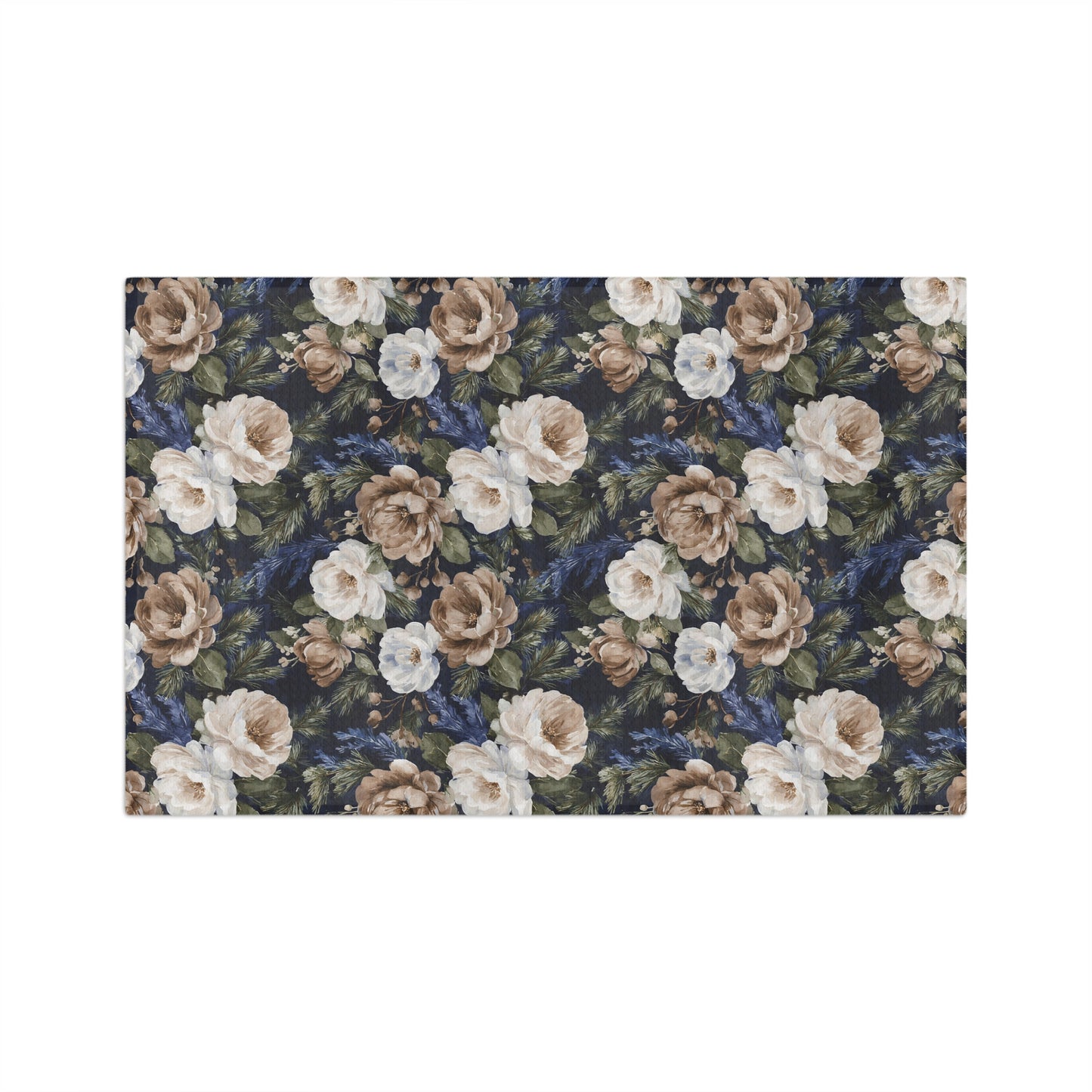 Navy Winter Rose Microfiber Tea Towel