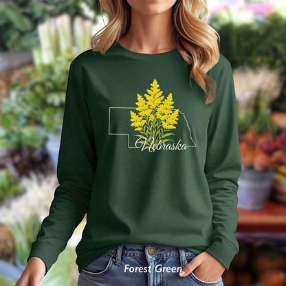 Nebraska State Flower Long Sleeve Tee - Giant Goldenrod