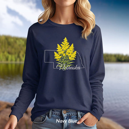 Nebraska State Flower Long Sleeve Tee - Giant Goldenrod