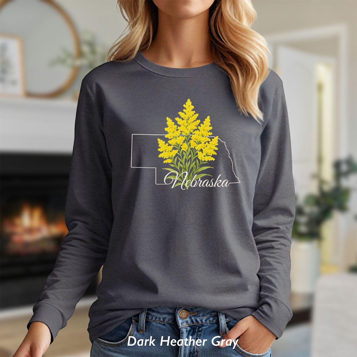 Nebraska State Flower Long Sleeve Tee - Giant Goldenrod