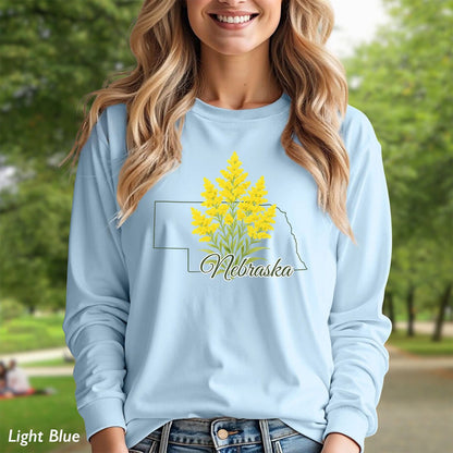 Nebraska State Flower Long Sleeve Tee - Giant Goldenrod