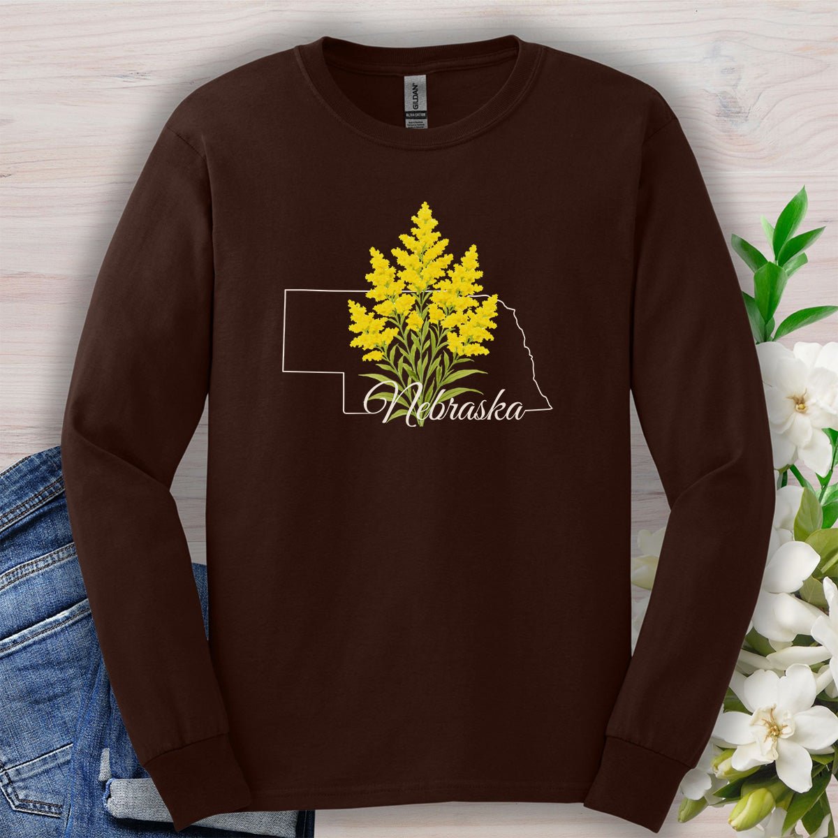 Nebraska State Flower Long Sleeve Tee - Giant Goldenrod