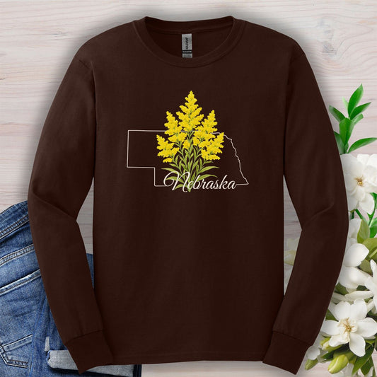 Nebraska State Flower Long Sleeve Tee - Giant Goldenrod