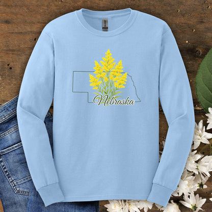 Nebraska State Flower Long Sleeve Tee - Giant Goldenrod