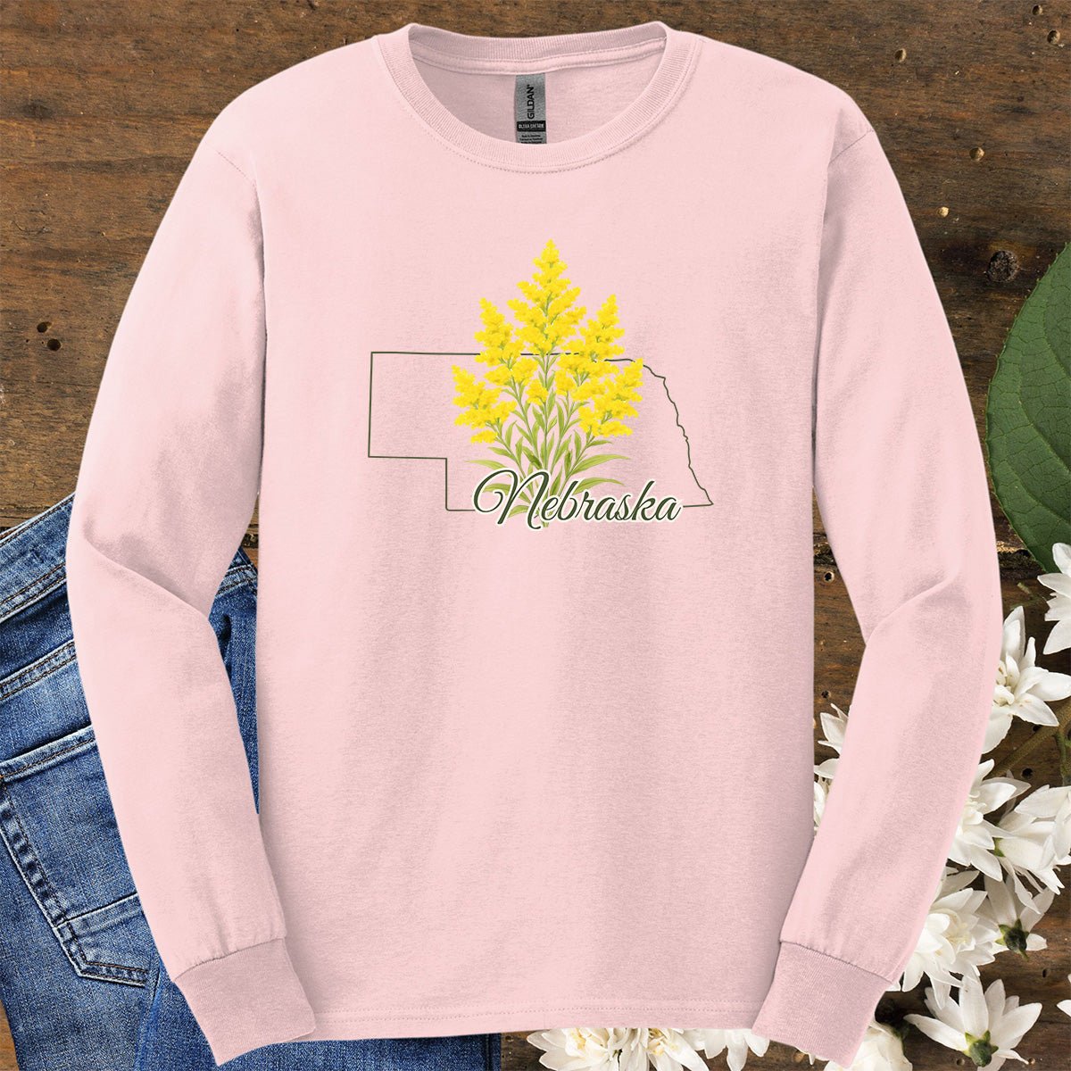 Nebraska State Flower Long Sleeve Tee - Giant Goldenrod