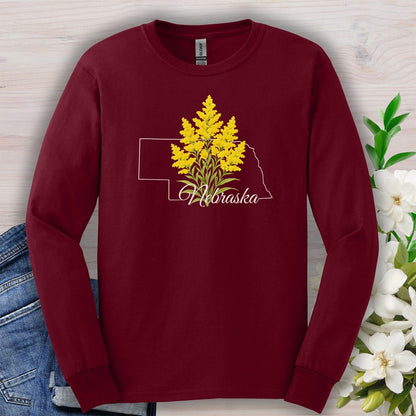 Nebraska State Flower Long Sleeve Tee - Giant Goldenrod