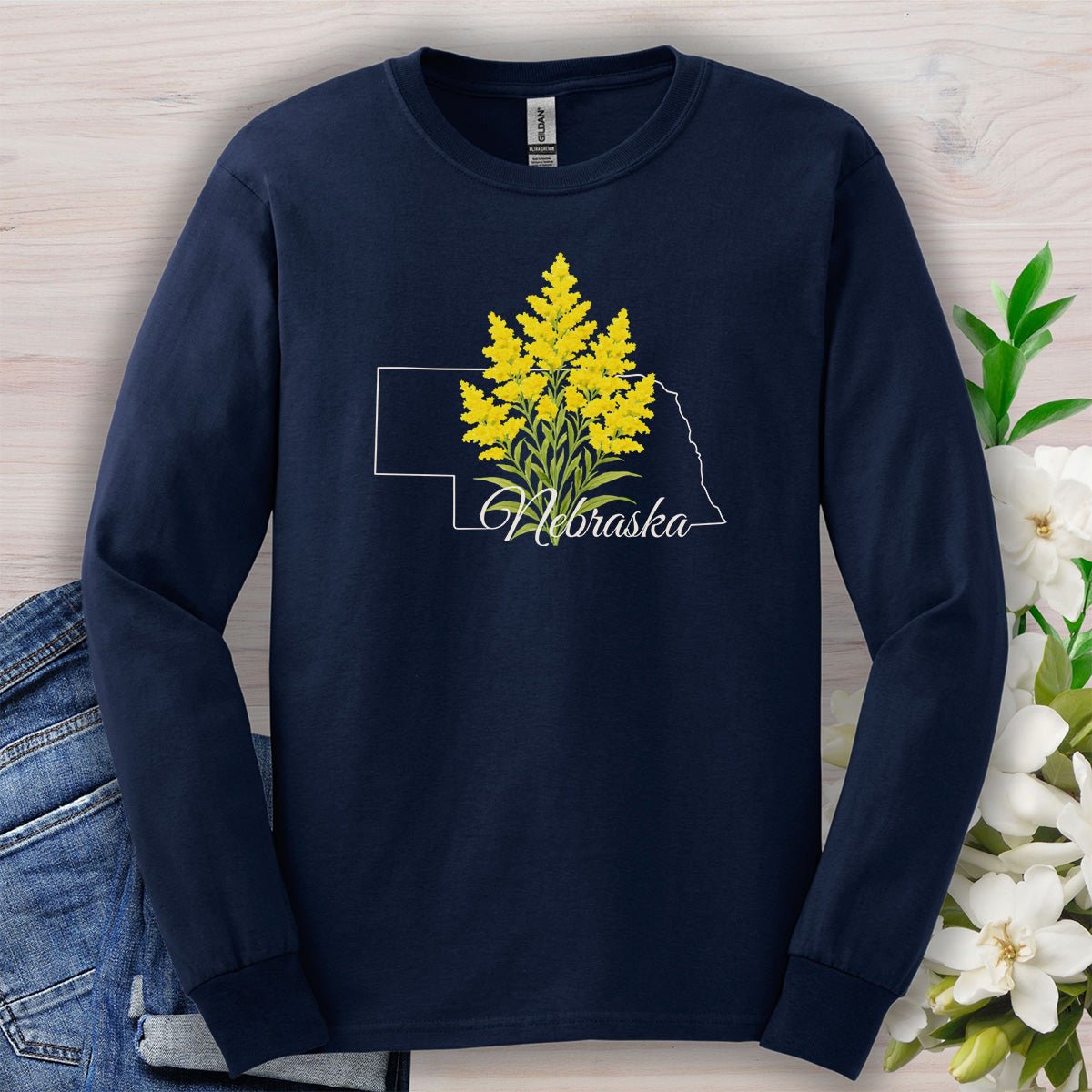 Nebraska State Flower Long Sleeve Tee - Giant Goldenrod