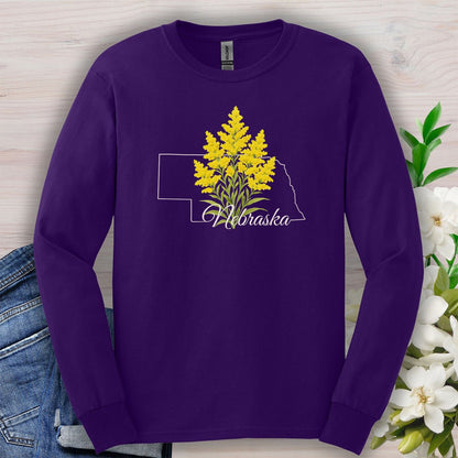 Nebraska State Flower Long Sleeve Tee - Giant Goldenrod