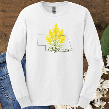 Nebraska State Flower Long Sleeve Tee - Giant Goldenrod