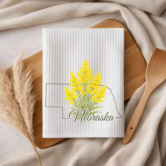 Nebraska State Flower Tea Towel - Goldenrod