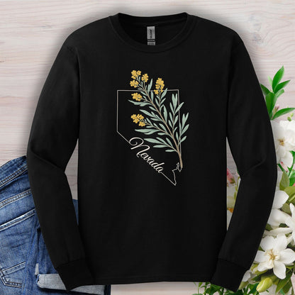 Nevada State Flower Long Sleeve Tee - Sagebrush