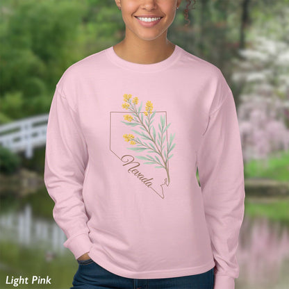 Nevada State Flower Long Sleeve Tee - Sagebrush