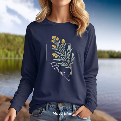 Nevada State Flower Long Sleeve Tee - Sagebrush