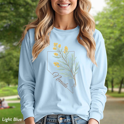 Nevada State Flower Long Sleeve Tee - Sagebrush