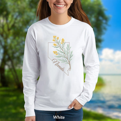 Nevada State Flower Long Sleeve Tee - Sagebrush