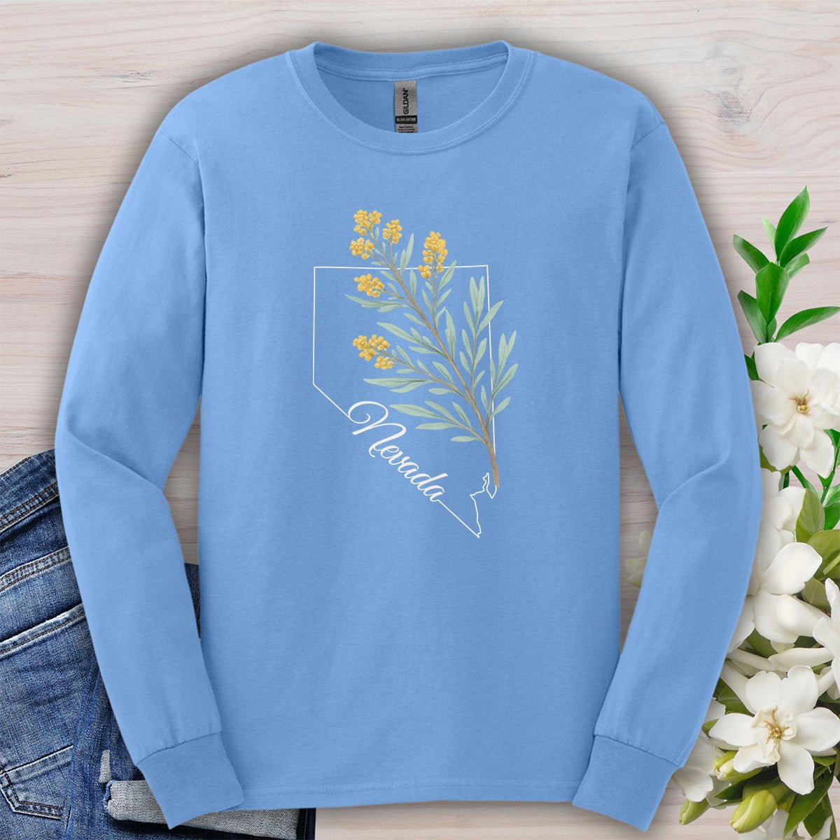 Nevada State Flower Long Sleeve Tee - Sagebrush
