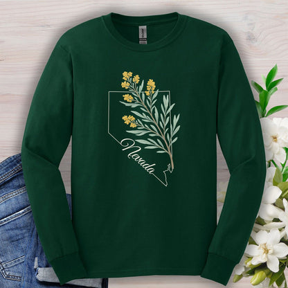 Nevada State Flower Long Sleeve Tee - Sagebrush