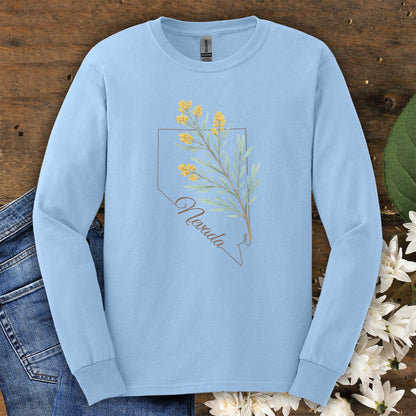 Nevada State Flower Long Sleeve Tee - Sagebrush