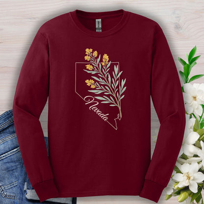 Nevada State Flower Long Sleeve Tee - Sagebrush