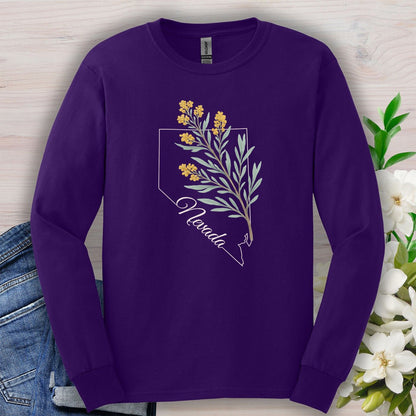Nevada State Flower Long Sleeve Tee - Sagebrush