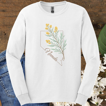 Nevada State Flower Long Sleeve Tee - Sagebrush