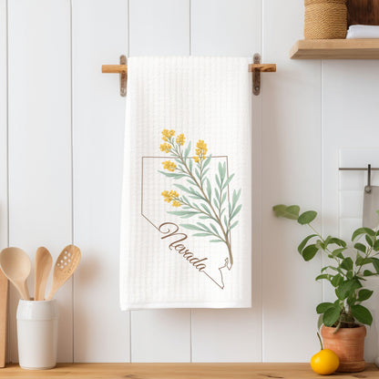 Nevada State Flower Tea Towel — Sagebrush