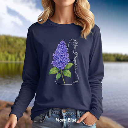 New Hampshire State Flower Long Sleeve Tee — Lilac