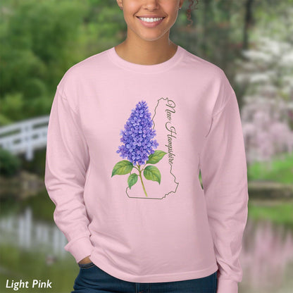 New Hampshire State Flower Long Sleeve Tee — Lilac