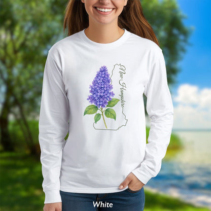 New Hampshire State Flower Long Sleeve Tee — Lilac