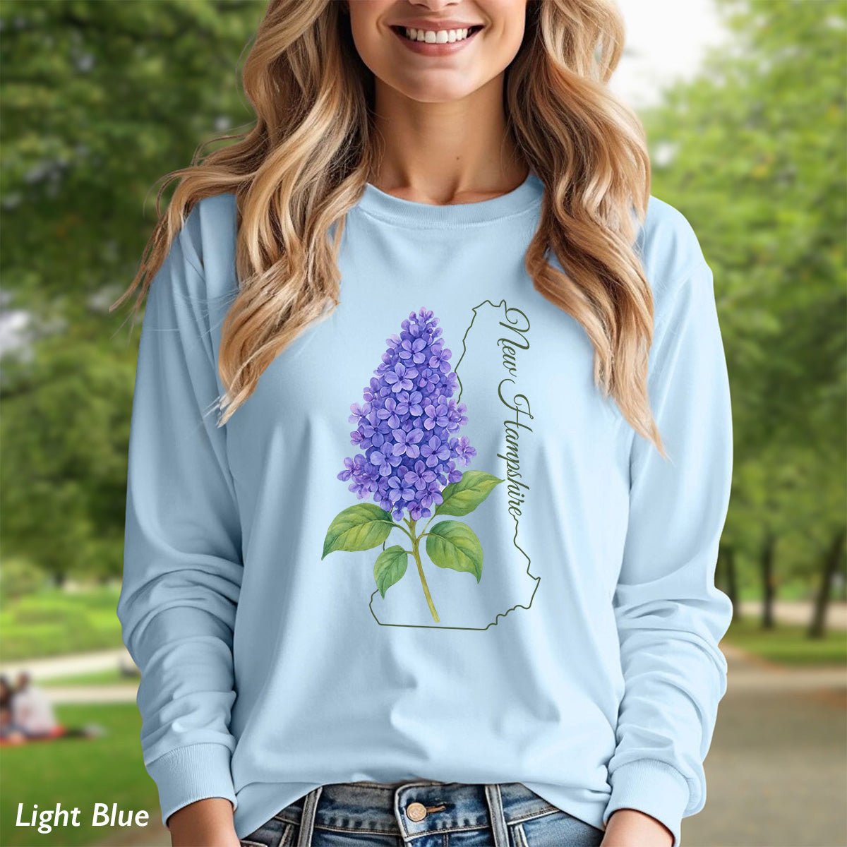 New Hampshire State Flower Long Sleeve Tee — Lilac