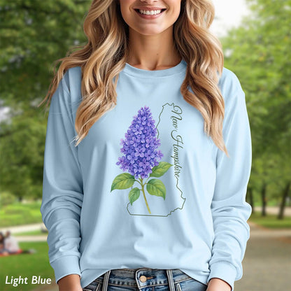 New Hampshire State Flower Long Sleeve Tee — Lilac