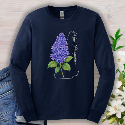 New Hampshire State Flower Long Sleeve Tee — Lilac
